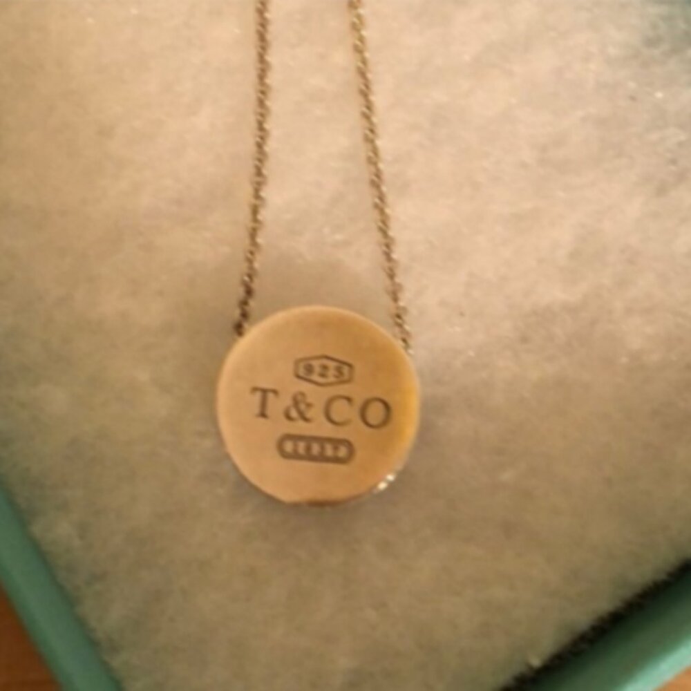 Tiffany & Co 1837 Round Concave Slide Pendant Necklace Sterling Silver, Retired